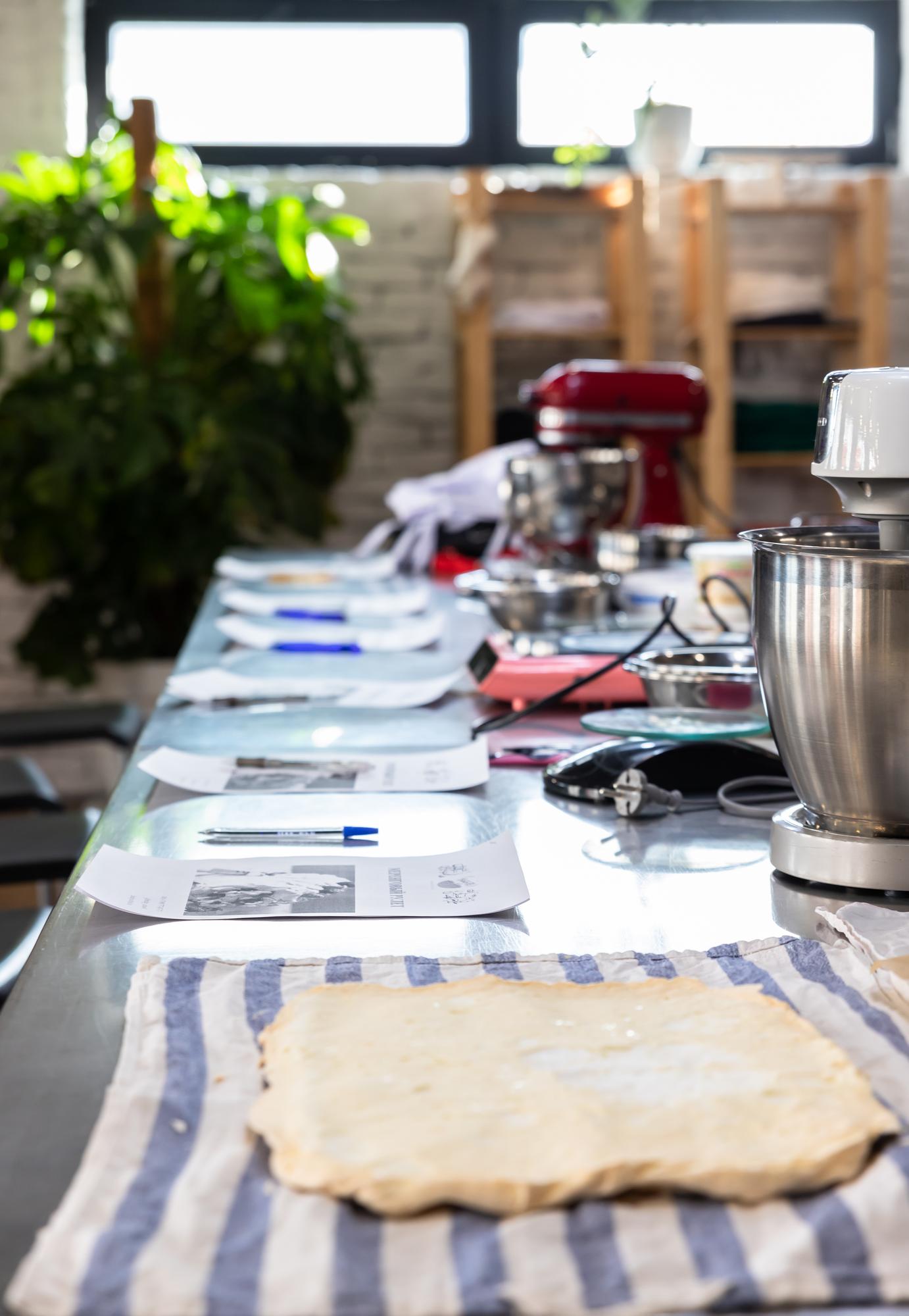 Cooking studio interior with workstations